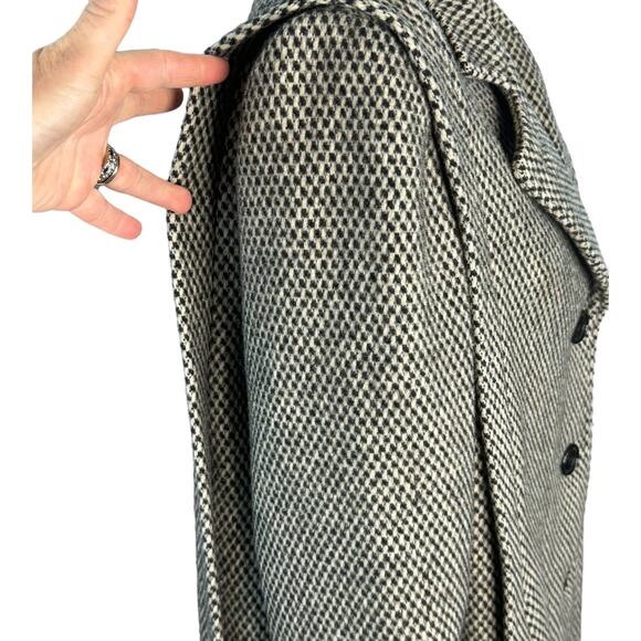Vintage Herman Kay Herringbone Tweed black & white wool Coat size medium - Picture 4 of 16